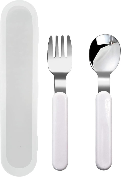 VANRA 2-Piece Children Fork and Spoon Set, 18/10 Stainless Steel Kids Flatware Set with Case for Lunch Box