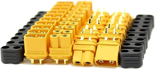 Amass 20 Pair XT60H Bullet Connector Plug, Upgraded XT60 Sheath Female & Male Gold Plated for RC Parts