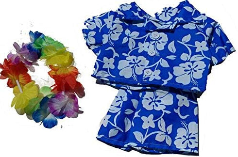 Hawaiian Boy Teddy Bear Clothes with Flower Lei, Fits Most 14"-18" Build-a-Bear