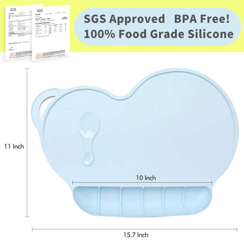 Silicone Baby Placemat, Food Grade Reusable Travel Mat for Kids, Portable Washable Restaurant Food Mat for Toddler