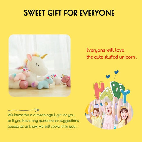 5 Pieces Unicorn Toys for Girls, 1 Mommy Unicorn with 4 Babies, Soft Plush Unicorn Gifts for Kids 3-9 Years