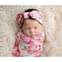 DRESHOW BQUBO Newborn Floral Receiving Blankets, Baby Swaddling with Headbands, Toddler Warm