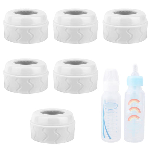 PEUTIER 6pcs Replacement Bottle Nipple Collars Rings for Dr. Brown's Narrow Plastic &