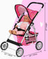 fash n kolor - Deluxe Doll Stroller My First Baby Doll Strollers Toy with Bigger Wheels - Polka Dot Design with Basket