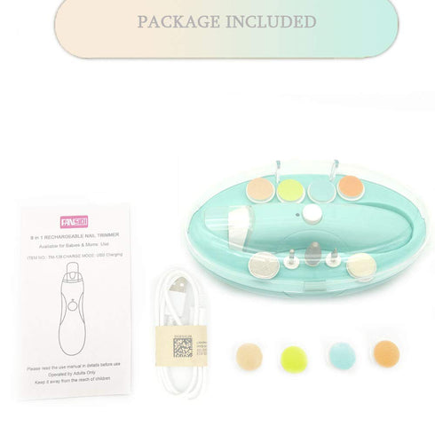 Rechargeable Baby Nail File, Fansidi Electric Trimmer for Newborn Infant or Toddler, Extra Replacement Pads