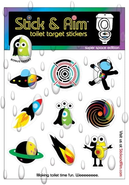 Color Change Target Stickers Space Edition with Sticker Applicator Tool for Easy Install. Aiming Stickers for Potty