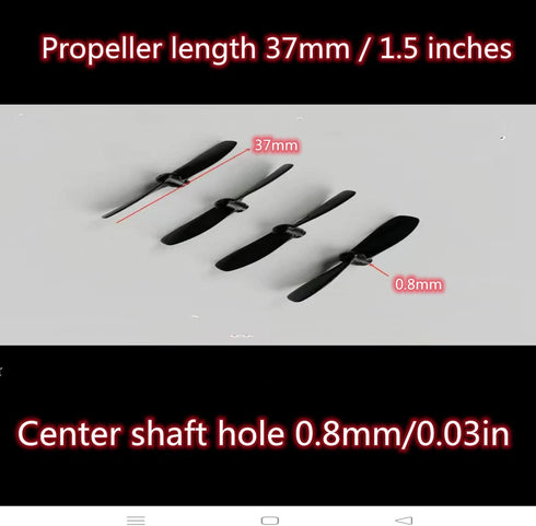 skrnrhrery 0.8MM 46/42/37/MM (37mm) mini Propeller, Suitable for RC Aircraft Special Nylon Props Central axis Blade