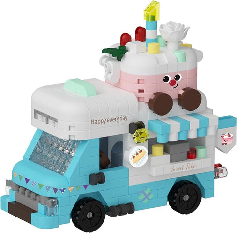 Jollcnoia Dessert Bakery Truck Mini Gourmet Travel RV Car Micro Building Toy Little