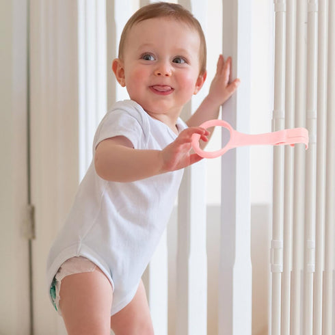 Baby Playpen Pull up Rings, 4pcs Baby Crib Pull up Rings for Walking Exercises, Pink Baby Bed Stand Up