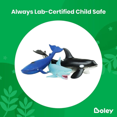 8-Pack: 7-10" Playset Boley Great Sea Creatures Soft Plastic Ocean Animal Figurines - Realistic Shark, Whale, Dolphin