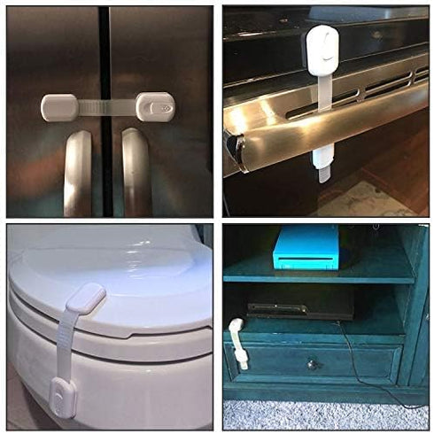 Child Proof Cabinet Locks - 4 Pack Baby Proofing with 3M Adhesives for Refrigerator, Oven, Cupboards