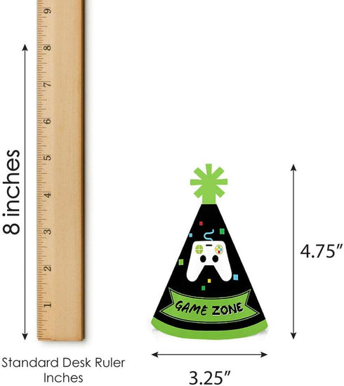 Big Dot of Happiness Mini Cone Pixel Video Game Party Hats - Set of 8 Small Birthday Hats