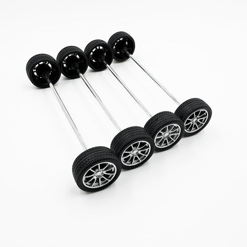 URIMPAVIDO 10PCS 25mm (2.5x25mm) Toy Car Wheels Rubber Tire Wheels with Metal Shaft for RC Car Truck DIY Model Toy