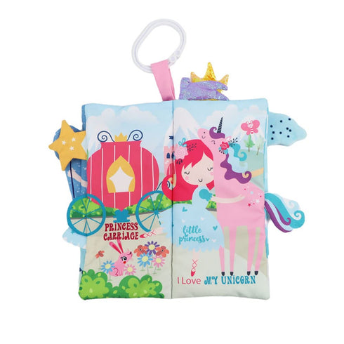 Unicorn Crinkle Touch and Feel Book - Infant Toy with Rattle and Teether