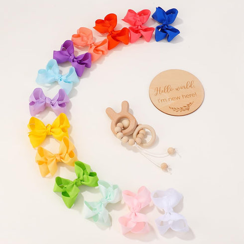 58pcs 3 Inches Grosgrain Ribbon Pinwheel Hair Bows, Alligator Clips Accessories for Baby Girls Kids