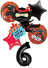 Ninja Birthday Party Supplies - Happy Kickin 6th Birthday Balloon Bouquet Decorations