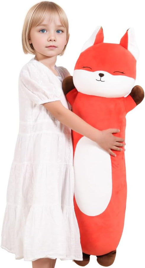36 inch Soft Orange Fox Stuffed Animal, Giant Cute Plush Body Pillow Toy Gift for Kids, Boys Birthday