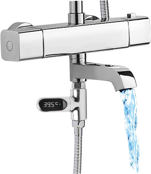 Xoeryoy 5~85C 360 Digital Shower Thermometer Digital Thermometer, with Rotating LED Water Meter Shower Water