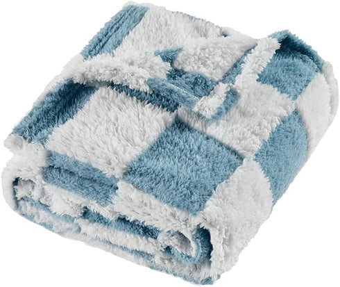 Yagle Mate Fleece Baby Blanket for Boys 3D Checkerboard Design, Warm Cozy and Fluffy