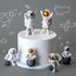 LUOZZY 3 Pcs Astronaut Figurines, Space Cake Toppers Decorations for Outer Space Cupcake (Golden)