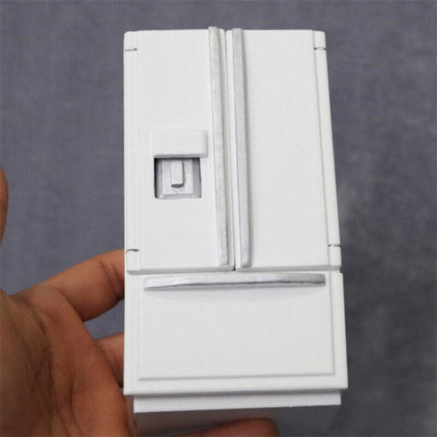 1:12 Scale 1/12 Mini Furniture minihouse Kitchen White Refrigerator Fridge with 2 Doors Furniture Accessories Wooden Refrigerator Fridge Freezer