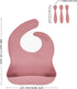 2 Silicone Baby Bibs pcs with Silicone Baby Spoons Self Feeding Waterproof, Soft