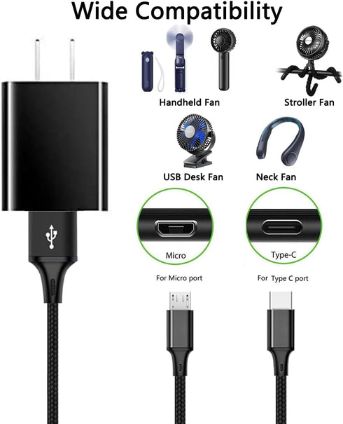 Boda Stroller Fan Charger, USB AC Adapter Charger Cord Compatible for AMACOOL/SkyGenius/snawowo/WiHoo/GUSGU/Koonie Stroller Fan