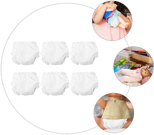 NUOBESTY White Doll Diapers - Baby Doll Underwear, Adjustable Reusable Doll Diapers, 6pcs