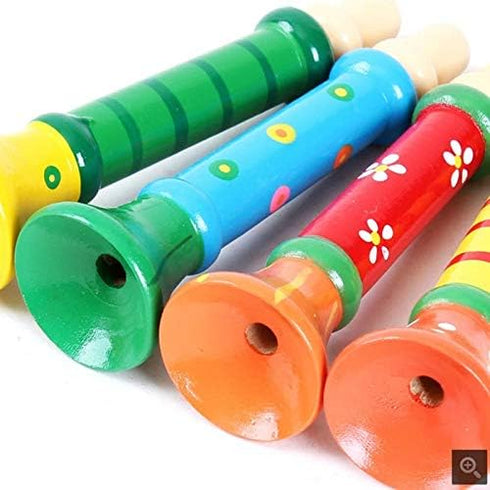 3Pcs Wood Musical Instrument Toys Small Buglet Wooden Vertical Whistle, Small Speakers Trumpet Toy for Children