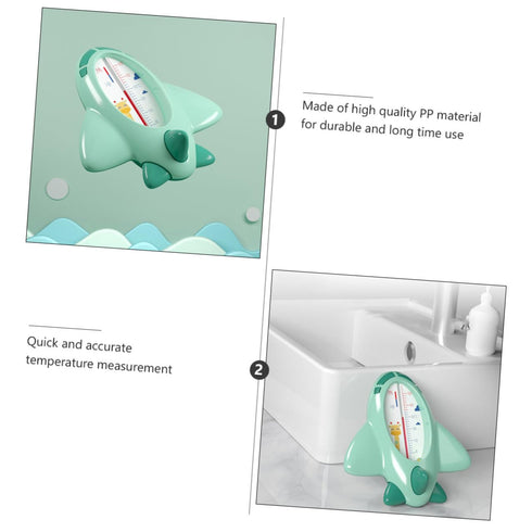 Toyvian Bath Thermometer Green Cartoon Plane Shape Accurate Water Temperature Reading Safe for Newborn Shower and Bath
