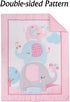 Luxanna Set 3 Sets Crib Bedding Pieces Baby Nursery Bedding with Baby Comforter,Crib Fitted Sheet, Crib Skirt (Pink)