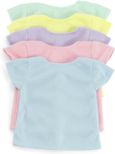 Emily Rose 18-Inch Doll Clothes 5-Pack Pastel T-Shirts - DIY Craft Kit