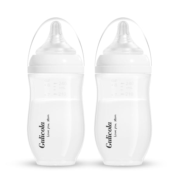 Gulicola Natural PP Baby Breastfeeding Bottles, Medium Flow Nipples (M), 3 Months