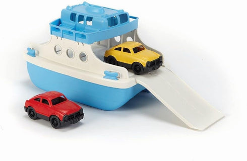 Blue/White Green Toys Ferry Boat with Mini Cars Bathtub Toy, Standard