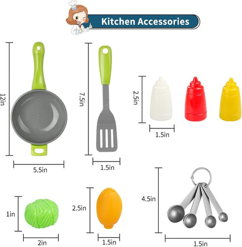 Set Chef Costume for Kids, Cook Role Play Dress -Up With Realistic Kitchen Toys, Pretend Chef Outfit for Halloween