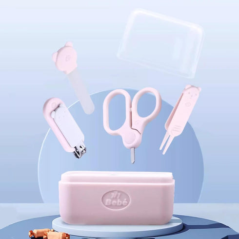 WAOCEO Set 4-in-1 Set Nail Clippers Baby Nail Kit, Baby Nail Care with Transparent Cute Case, Baby Nail Clipper