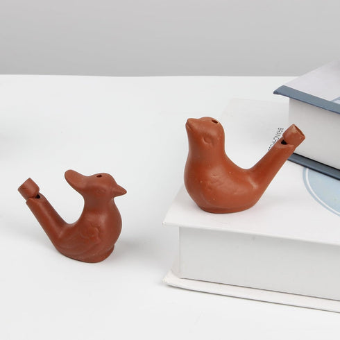 KVMORZE 2Pcs Bird Water Whistles, Funny Ceramic Water Whistles, Warbler BirdWhistles Noise Makers, Purple Clay Pottery