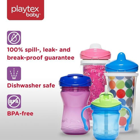 Playtex Baby Sipsters Stage 3 - Spill-Proof, Leak-Proof, Insulated Toddler Straw Sippy Cups, 9 Oz, 2 Count