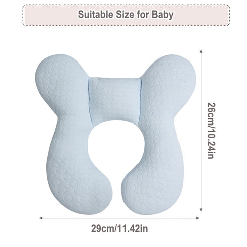 Upgraded Baby Head Support Pillow for Newborn Toddler, Soft Cotton Travel Pillow for Car Seats and Strollers (Blue)