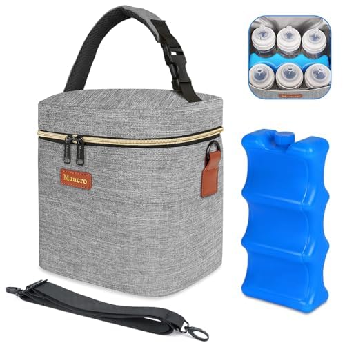 Mancro Baby Bottle Bag with Insulated Cooler, Fits 6 Baby Bottles Up