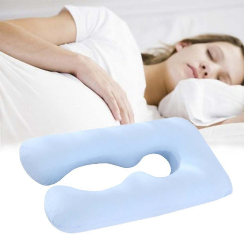 SHOWERORO U-Shape Pregnancy Pillow Case Soft Sky Blue Maternity Support Cover Washable Cushion Case for Body Support
