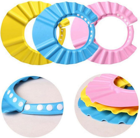 Lcarege 3PCS Baby Bath Soft Cap Adjustable Soft Bath Cap Shampoo Protection Products for Baby Kids Child Shower