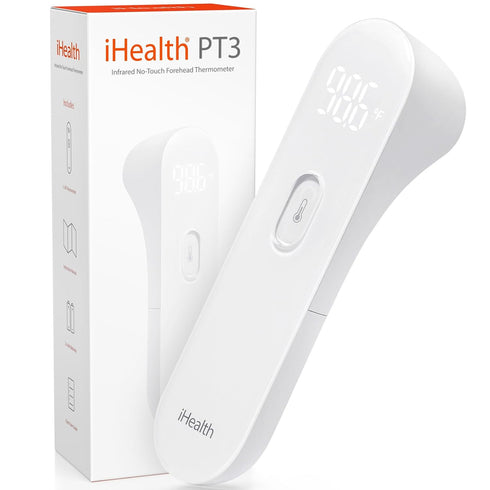 iHealth No-Touch Forehead Thermometer for Adults, Kids, Babies - Digital with 3 Sensors, Easy to Use