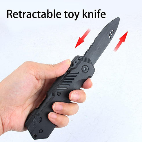 Retractable Plastic Knife Prop Costume Dagger, Fake Trick Gadget Toy for Halloween Fools Day Party (3 PCS A)