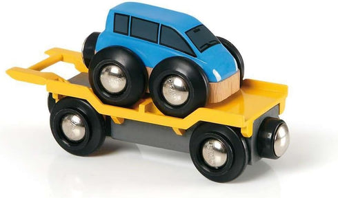BRIO World 33577 Car Transporter, 2 Piece Wooden Toy Train Set, Ideal for Kids Ages 3+