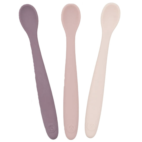 WeeSprout Silicone Baby Spoons, First Stage Infant Feeding Utensils, Soft-Tip, Bendable, Set of 3, Travel Case