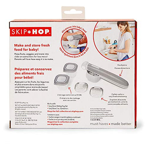 Skip Hop Baby Food Maker, Easy Prep Food Press Set, Grey