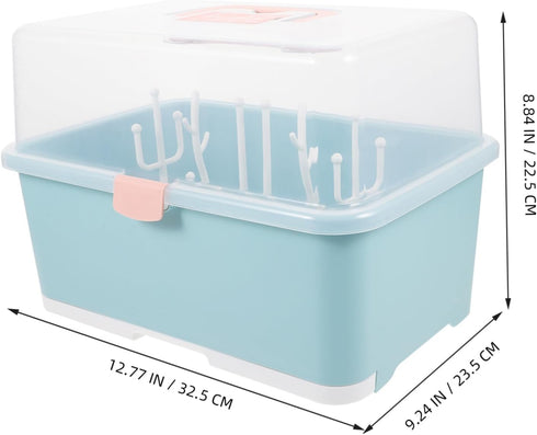 Large Capacity Bottle Drying Box with Pacifier Storage Rack Portable Breastfeeding Supplies Organizer for Cups