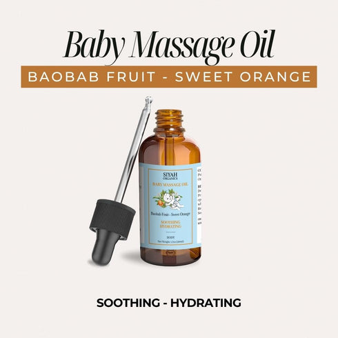 Siyah Organics 1.7oz Baby Massage Oil with Baobab & Sweet Orange Soothing, and Hydrating Baby Oil