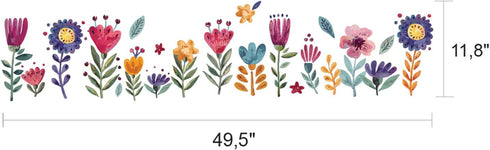 Flowers Wall Decals for Girls Bedroom, DIY Wall Art Stickers for Classroom, Nursery, Playroom - Floral Peel and Stick